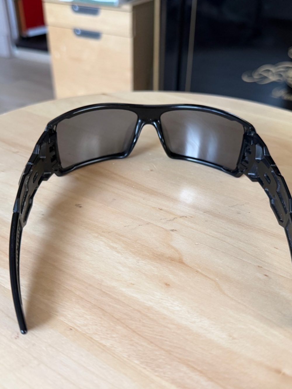 Oakley Oil Rig Sunglasses Y2K Wrap Shield Black Frame Mirrored Lens Rare - Picture 5 of 6